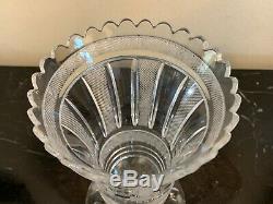 William Yeoward Frosted and Clear Cut Glass Vase with Scalloped Rim