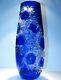 Xl Caesar Crystal Blue Vase Hand Cut To Clear Overlay Czech Bohemian Cased