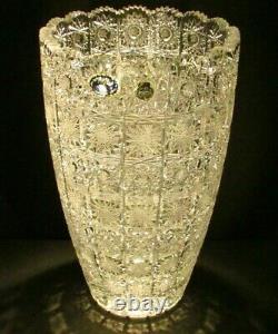 XL Cut Crystal Vase Czech Podebrady Bohemian Glass Czechoslovakia 500 Pk