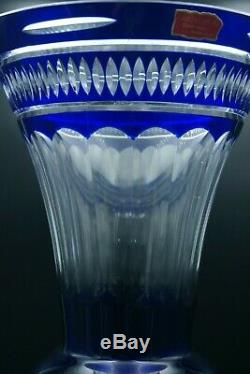 XXL FRENCH CUT CRYSTAL COBALT BLUE VASE BLOWN GLASS COA SIGNED NUMEROTED in CASE